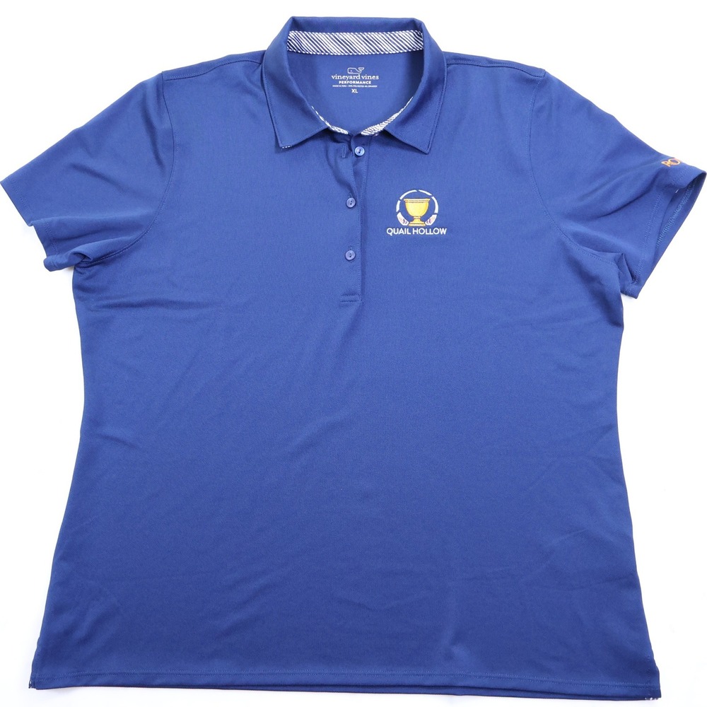 Vineyard Vines Performance Polo Shirt‎ Womens XL Blue Quail Hollow Golf - Picture 2 of 10
